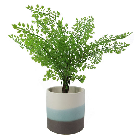 Blue Sand Stripe Ceramic Planter — by Botanik